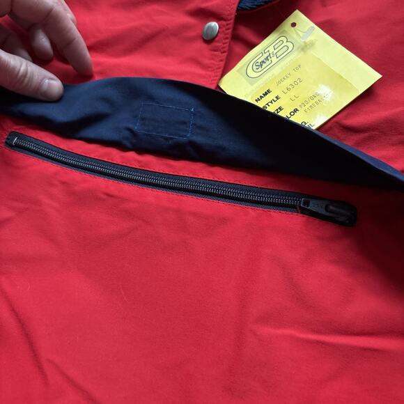 Deadstock Vintage 80s CB Sports Pull Over Light Jacket Red Blue Womens L 1984 - Picture 5 of 10